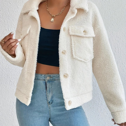 Winter Lamb Wool Short Coat For Women Thicken Warm Long Sleeve Turtleneck Jackets 2024 Autumn Fashion Streetwear Ladies Overcoat