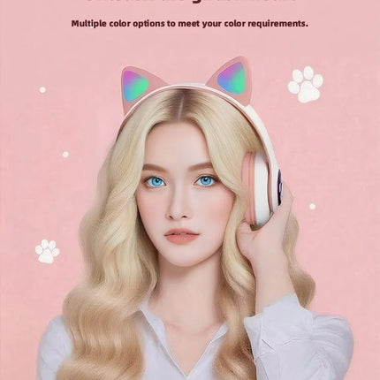 ST-28 Wireless Headphones Cat Ears Bluetooth Earphones Stereo Music Earbuds Bluetooth 5.0 Sports Gaming Headset with Mic