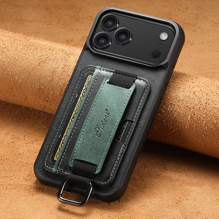 SUTENI Phone Case Wrist Strap Ring Buckle Faux Leather Card Holder Stand For iPhone 17 Pro Max 16 Plus 15 14 13 12