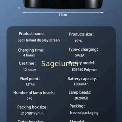 NEW APP Programmable LED Screen DIY Led Helmet Display Motorcycle Helmet Warning Light Night Riding RGB Bike Helmet Taillight
