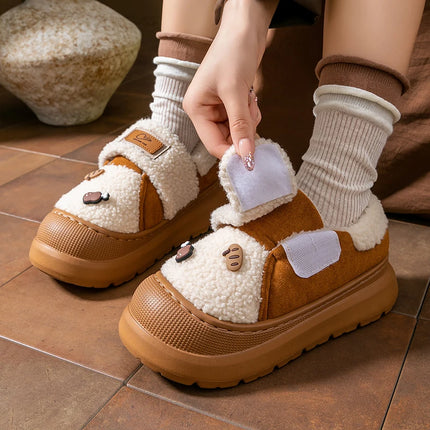 2025 New Platform Winter Cotton Shoes Women Outdoor Thick Bottom Warm Plush Slippers Woman Comfortable Cute Non Slip Snow Boots
