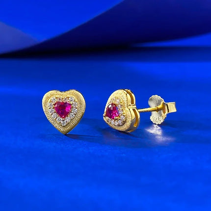 2025 spring/summer new s925 silver gold-plated heart-shaped brushed small earrings, fashionable and versatile