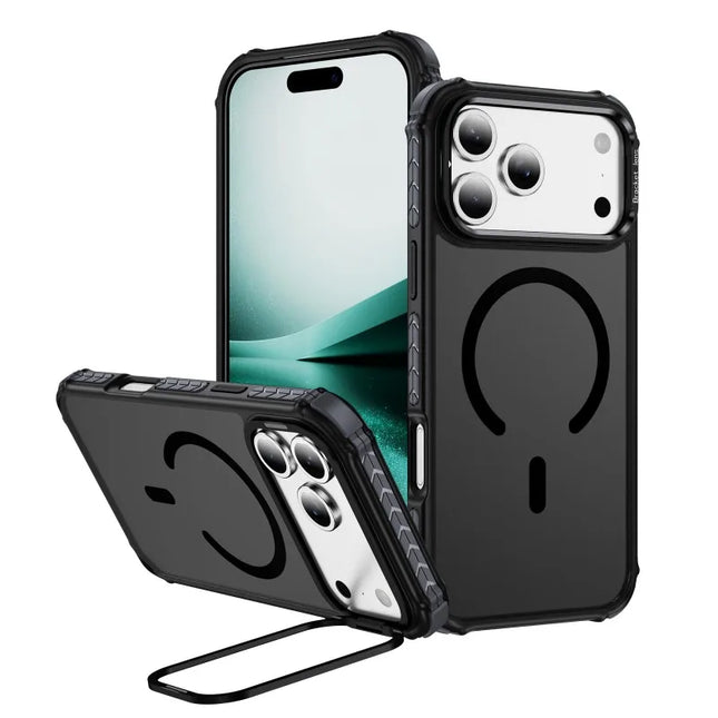 Fashion Skin-friendly Frosted Phone Case For IPhone 17 Shockproof Magnetic Charge Lens Bracket Protective Cover