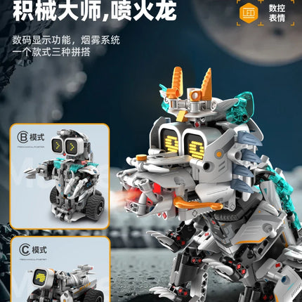 3 in 1 Technical RC Robot Dinosaur Building Blocks City Snail Racing Car Remote Control Bulldozer Truck Bricks Toys Kids Gifts