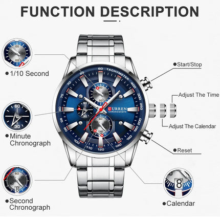 Top Luxury Brand CURREN Quartz Men’s Watch Sport Waterproof
