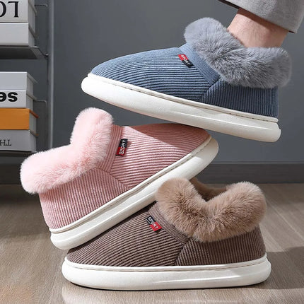 BASATU Winter Women Shoes Casual House Shoes For Men Outdoor Warm Cotton Shoes For Male Indoor Female Plush Snow Boots