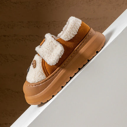 2025 New Platform Winter Cotton Shoes Women Outdoor Thick Bottom Warm Plush Slippers Woman Comfortable Cute Non Slip Snow Boots