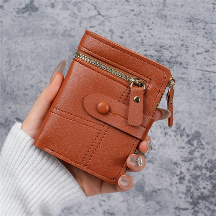 Women's Solid Color Button Wallet