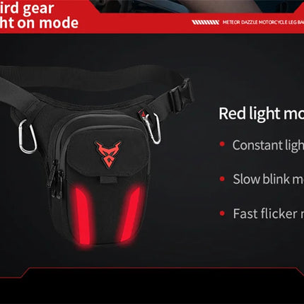 LED Red Light Motorcycle Leg Bag Thigh Belt Hip Bum Waterproof Ride Cycling Biker Waist Bag Fanny Pack Moto Travel Hiking Pocket