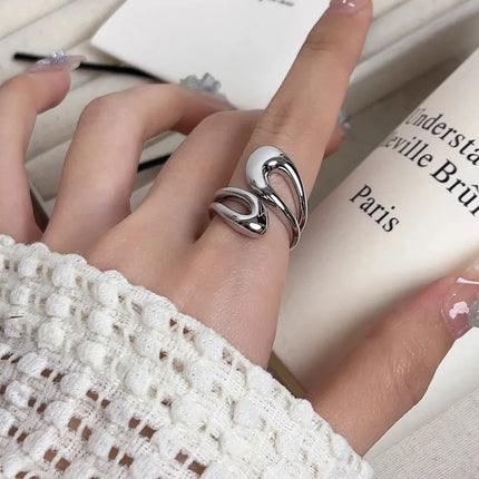 New Adjustable Colorful Drip Glaze Ring - Fashion Retro Geometric Gold Colour Metal Rings