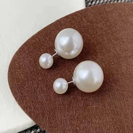 Simple Delicate Two-sided Imitation Pearl Ear Stud Earrings for Women Bijoux Korean Boucle Wedding Party Jewelry Girl Gifts