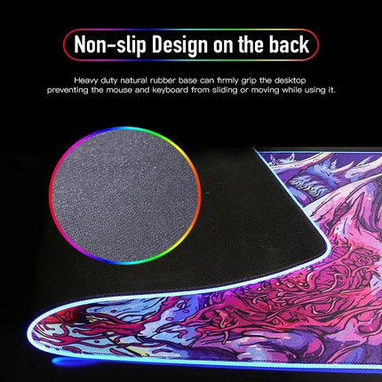 RGB MSI Pc Gaming Keyboard Expansion Mouse Pad LED Glowing Mat Anti-slip Rubber Backlight Esports Game Laptop Home Office Setup