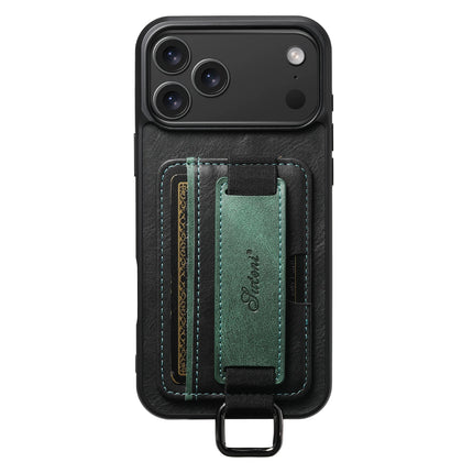 SUTENI Phone Case Wrist Strap Ring Buckle Faux Leather Card Holder Stand For iPhone 17 Pro Max 16 Plus 15 14 13 12