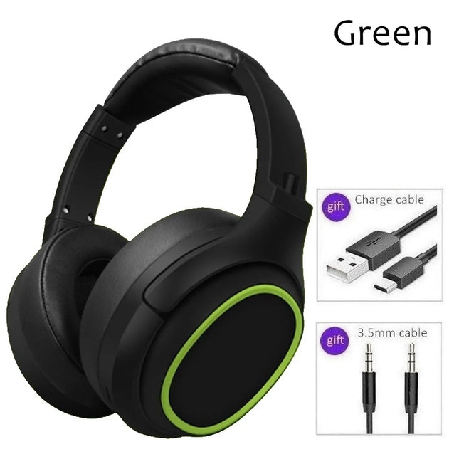 20 H Play Bluetooth Headphones with Large Earmuffs Wireless Earphones with Bass Noise Cancelling and Mic TF-card Support Helmet