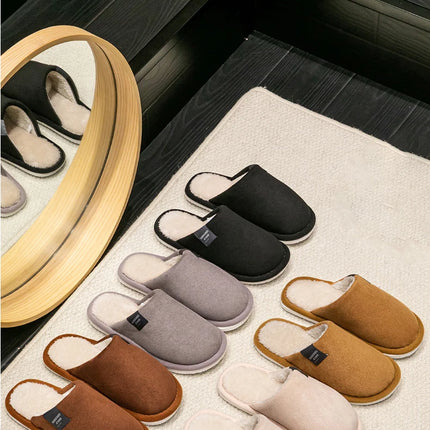 Winter Warm Slippers Men House Non Slip Soft Shoes Comfortable Flat Heel Home Indoor Bedroom Plush Slippers Bedroom Female shoes