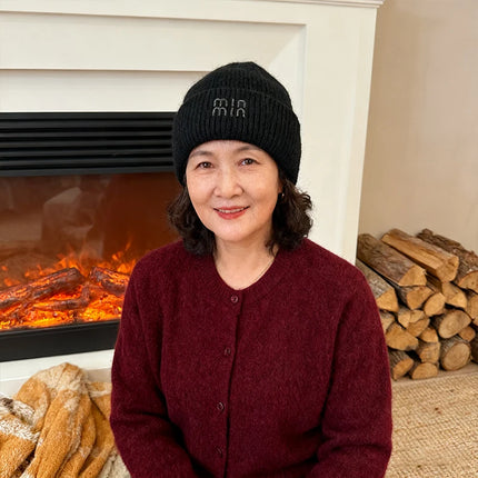 Winter Hats For Women Luxury Rhinestone Letters Fashion Cap Warm Hat Real Rabbit Fur Wool Skullies Beanies Knit Hats for Men