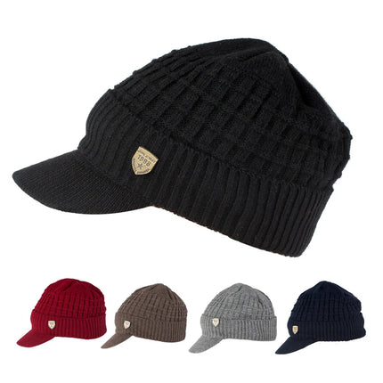 Men's Winter Keep Warm Visor Hats Thickened and Flannel Knitted Elastic Comfortable Winter Hats For Men