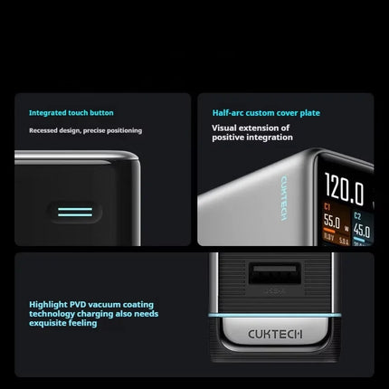 CukTech 10 Ultra GaN Charger 120W MAX Power Adaptor Adaptive Fast Charge Digital Display Mobile Phone Charger Original PD2.0 3.0
