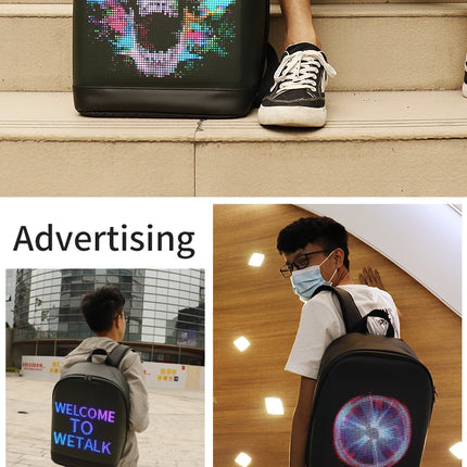 New Loy-S Led Motorcycle Backpack Luminous Display Screen Waterproof Diy Pattern Remote Operation Motorcycle Riding Backpack